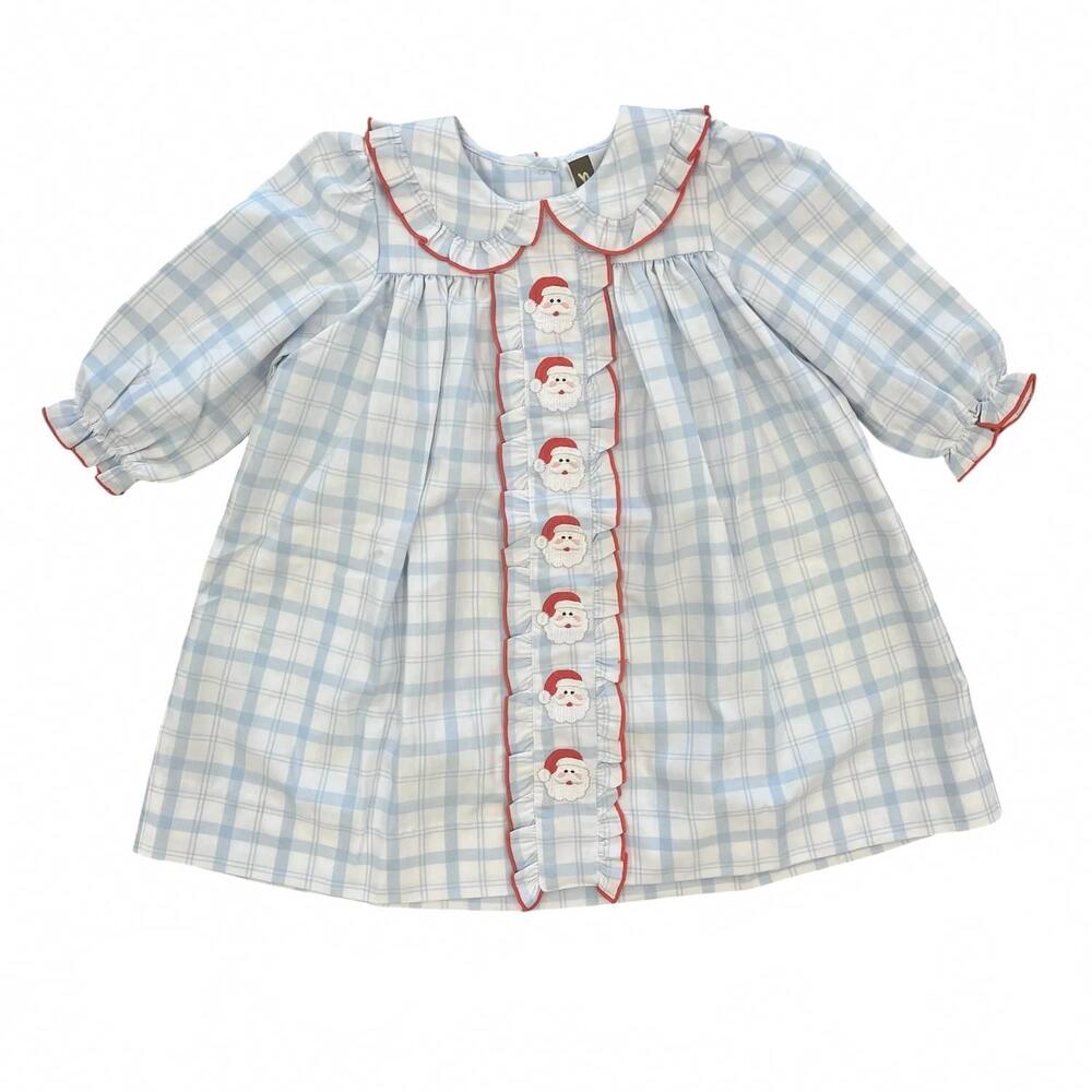 NEW BANANA SPLIT kid's ho ho ho santa dress in blue